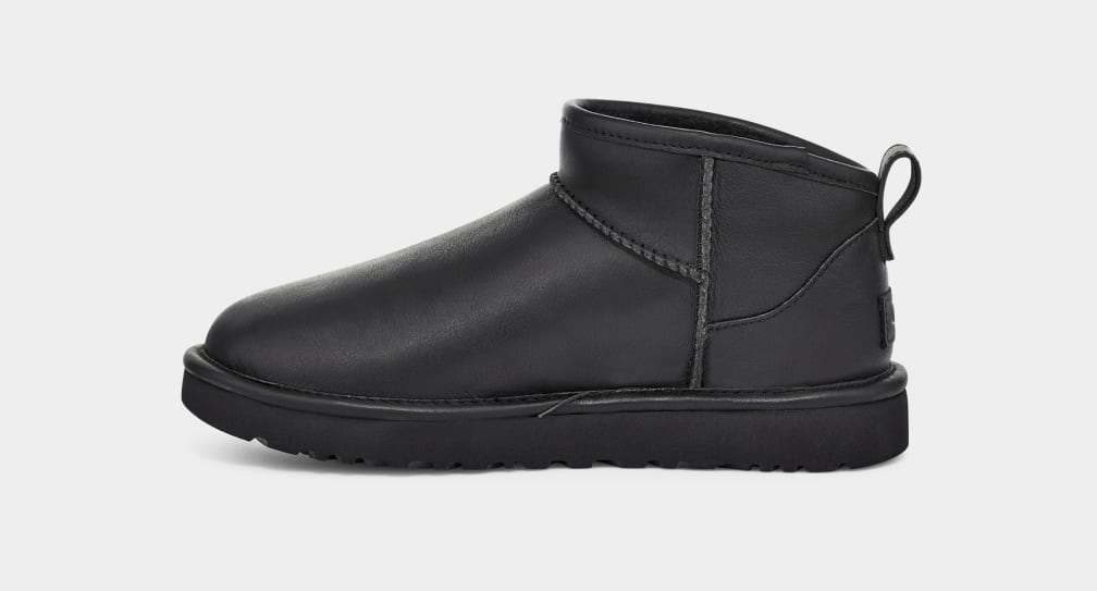 Ugg mini leather black best sale