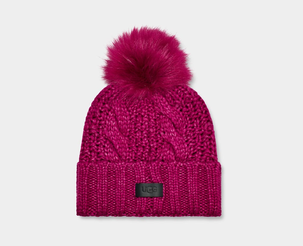 Knit Cable Beanie Faux Fur Pom | UGG®
