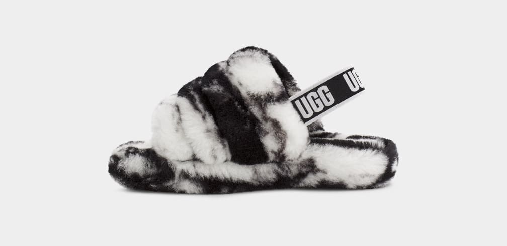 Ugg fluff yeah slide black and white new arrivals