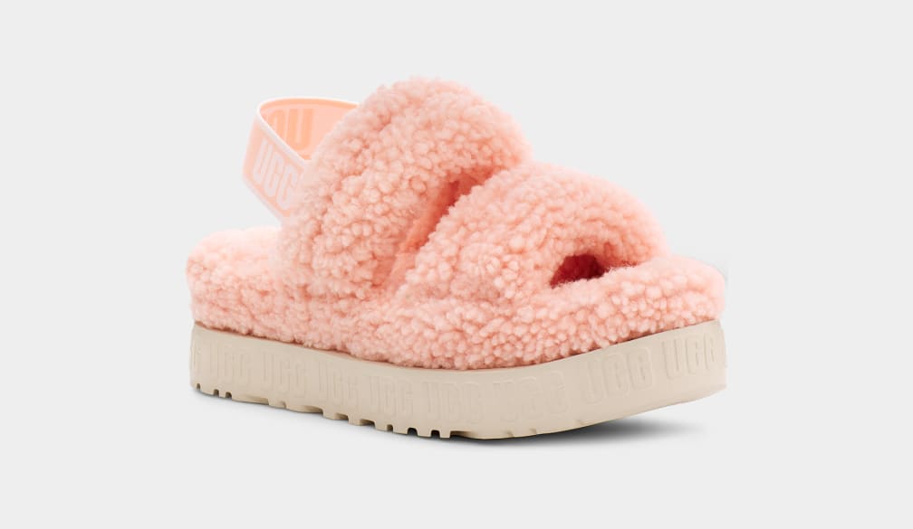 Pink fluffita discount ugg slides