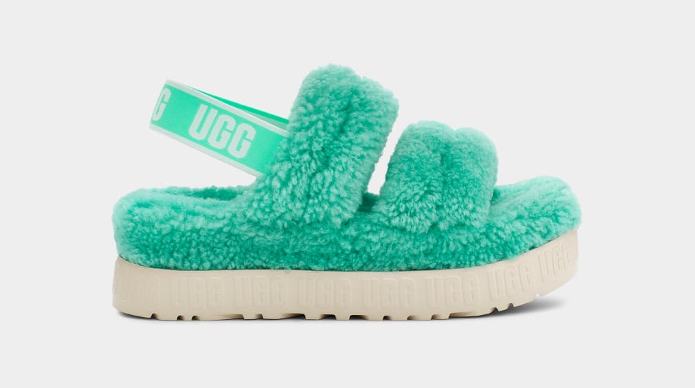 Teal ugg slides cheap
