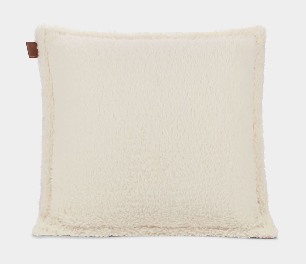 Connect White Sheepskin Fur Throw Pillow with Feather-Down Insert 20