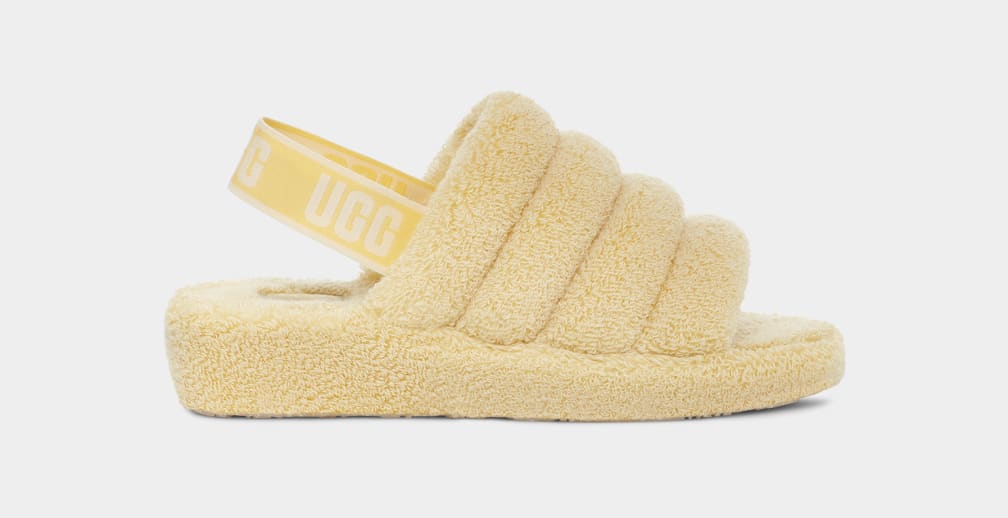 Yellow ugg fluff yeah slides deals