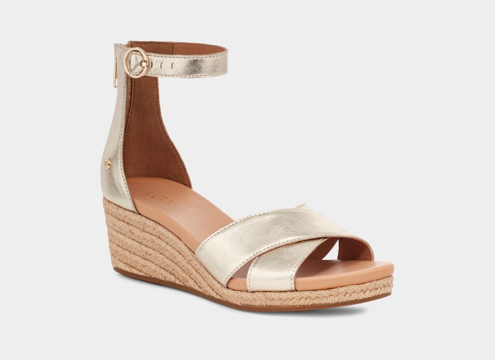 Gold top ugg wedges