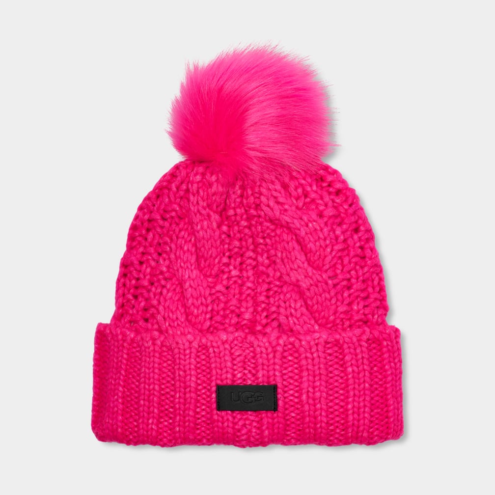 Knit Cable Beanie Faux Fur Pom UGG®