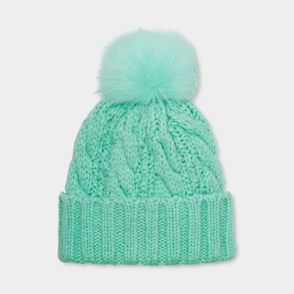 Knit Cable Beanie Faux Fur Pom UGG®