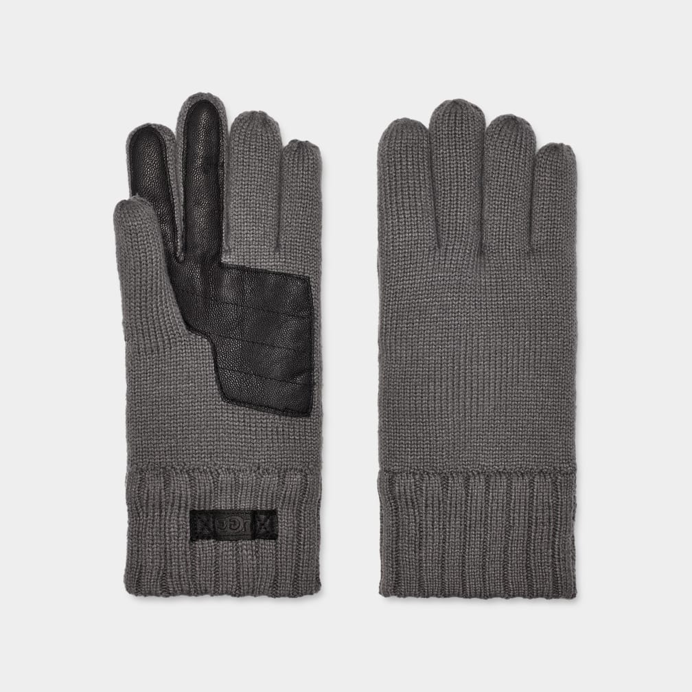 Men's knit gloves with discount leather palm