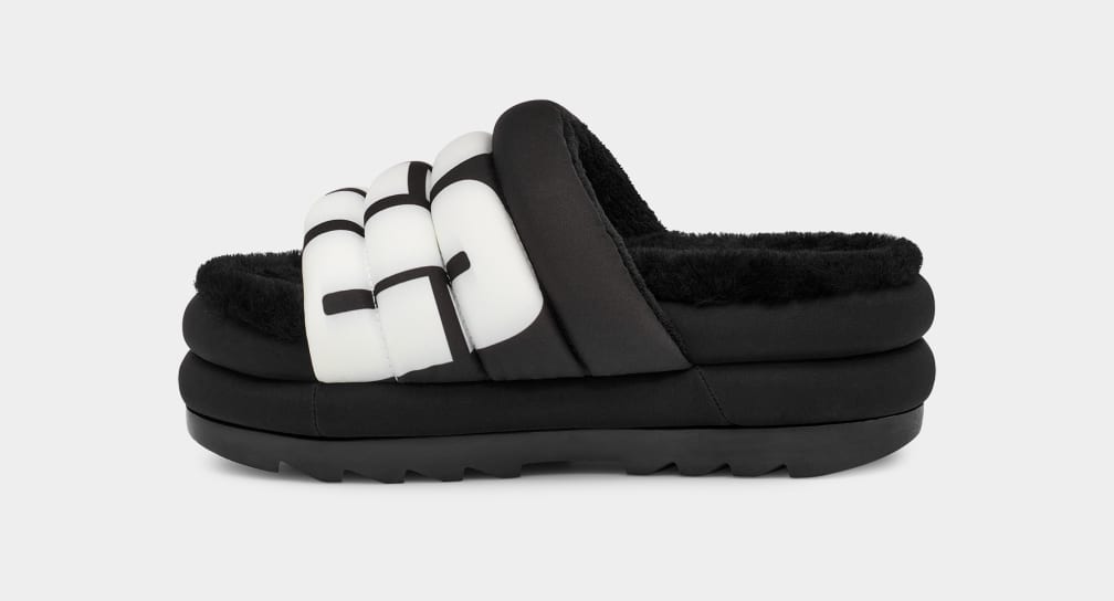Ugg fur top slides black