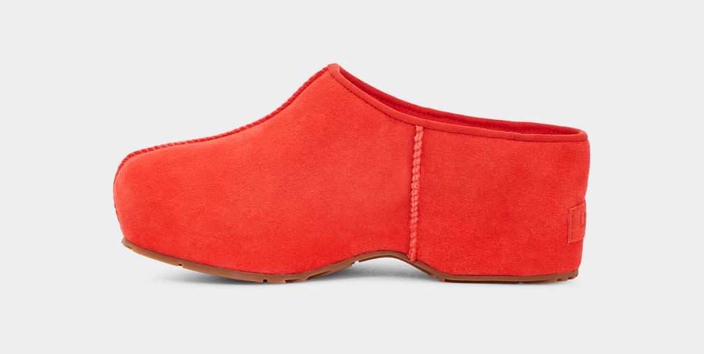Red 2025 suede clogs
