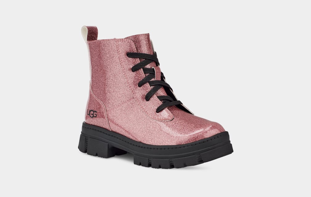 Pink ugg shop lace up boots
