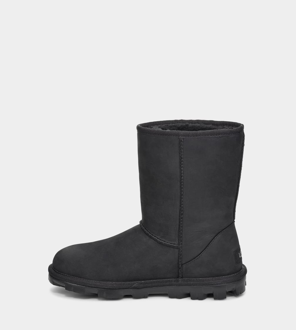 Black leather uggs short deals
