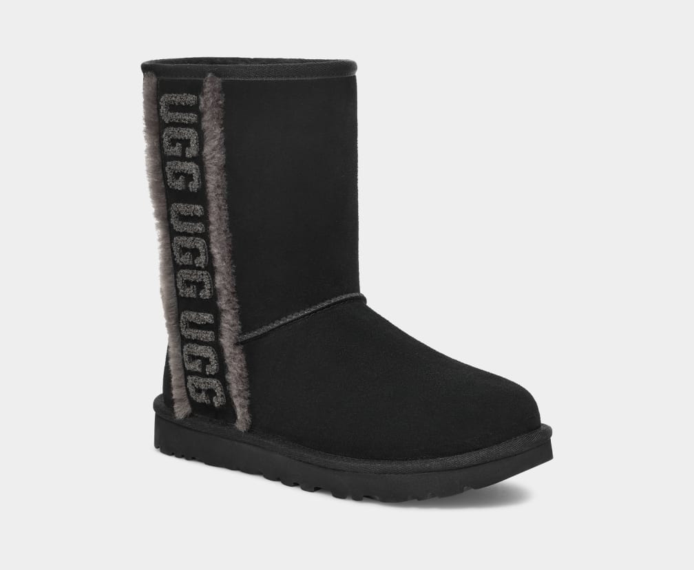 Ugg classic short spill seam boots black clearance