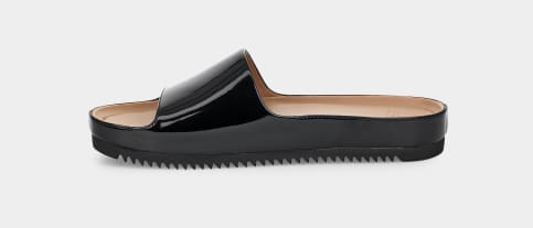 Ugg black patent best sale slides