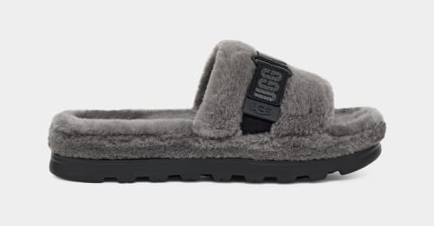 Black white and discount grey ugg slides