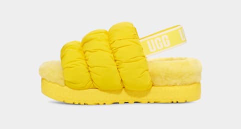 Neon yellow ugg slides hot sale