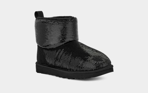 Black glitter ugg top boots