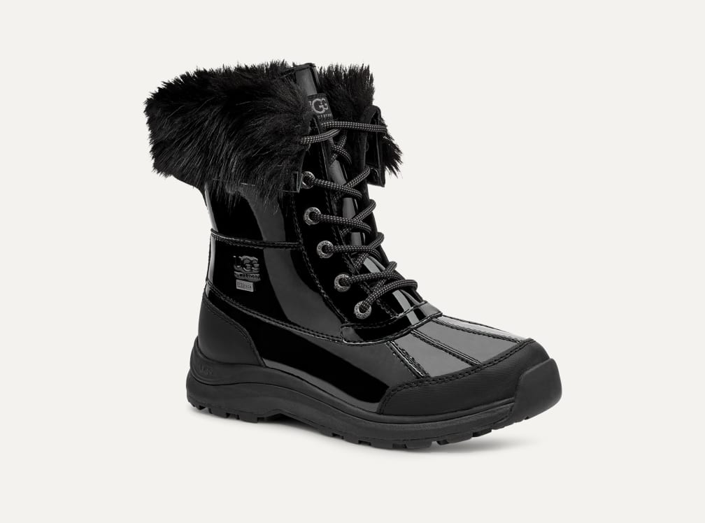Black ugg boots with white fur clearance