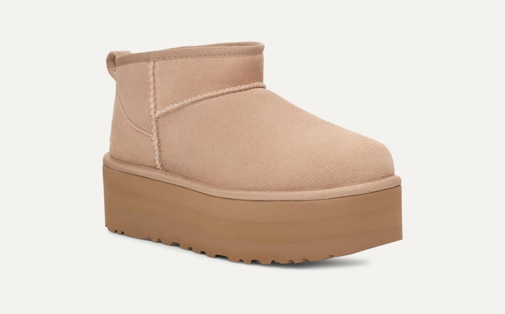 Beige platform boots top
