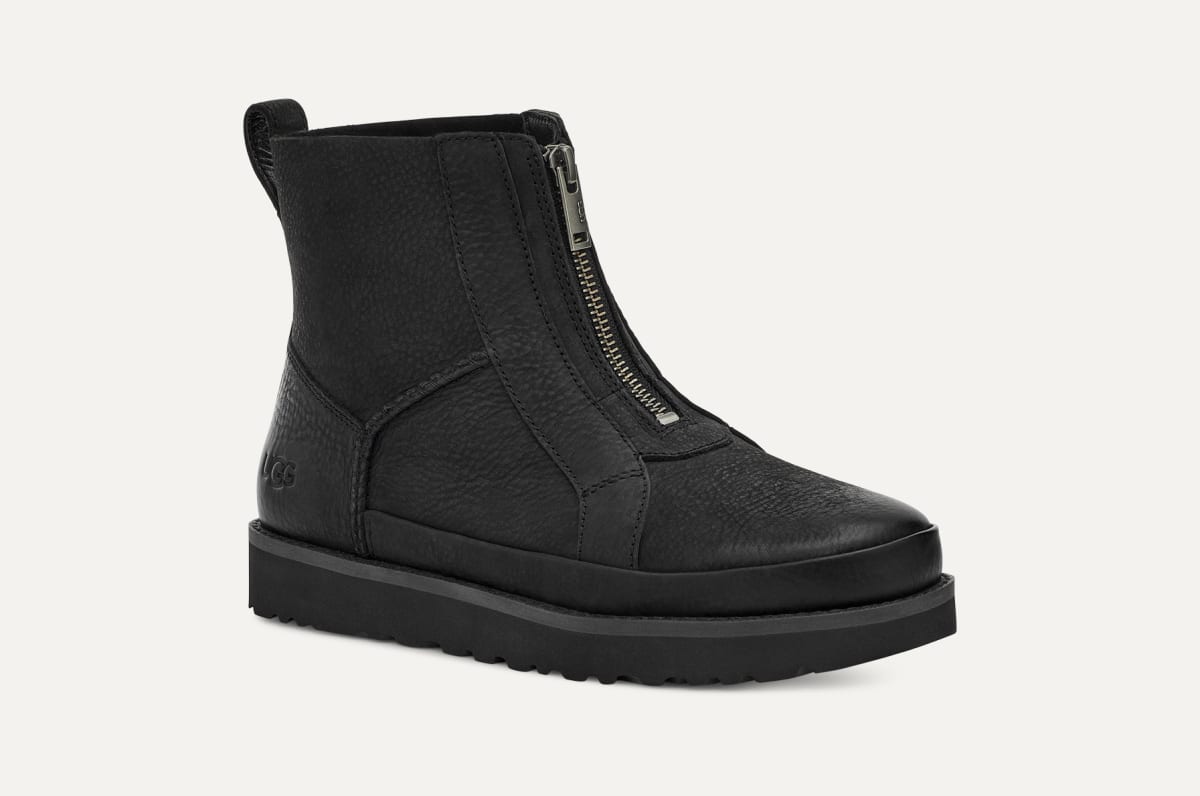 Black leather uggs short outlet