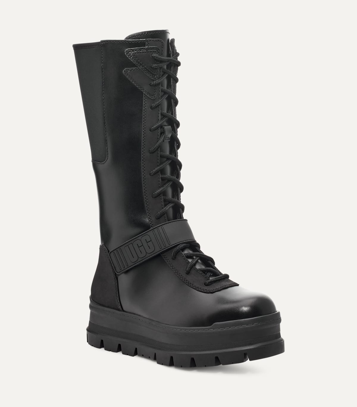 Black leather uggs tall clearance