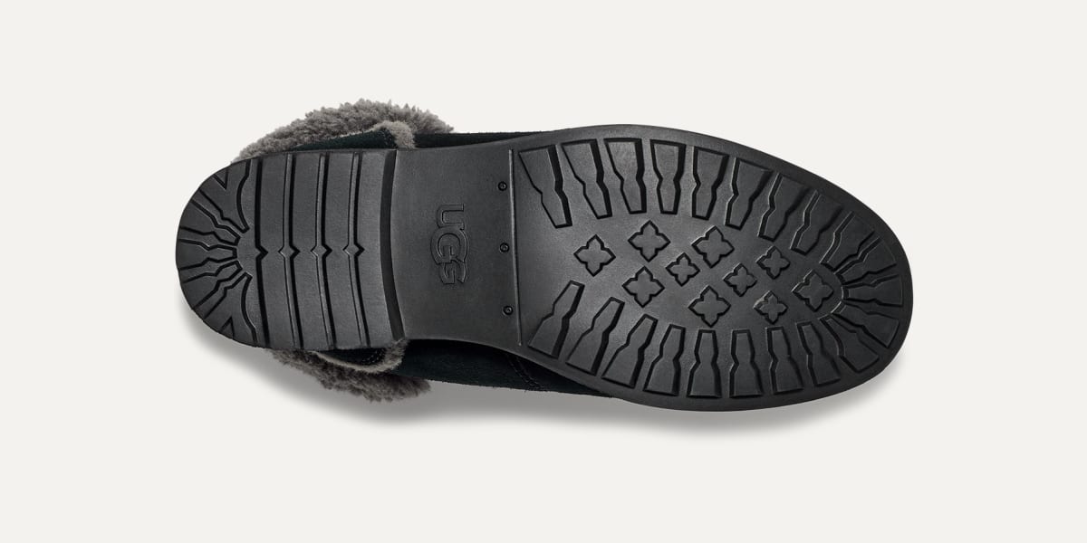 Leather ugg boots with fur trim new arrivals