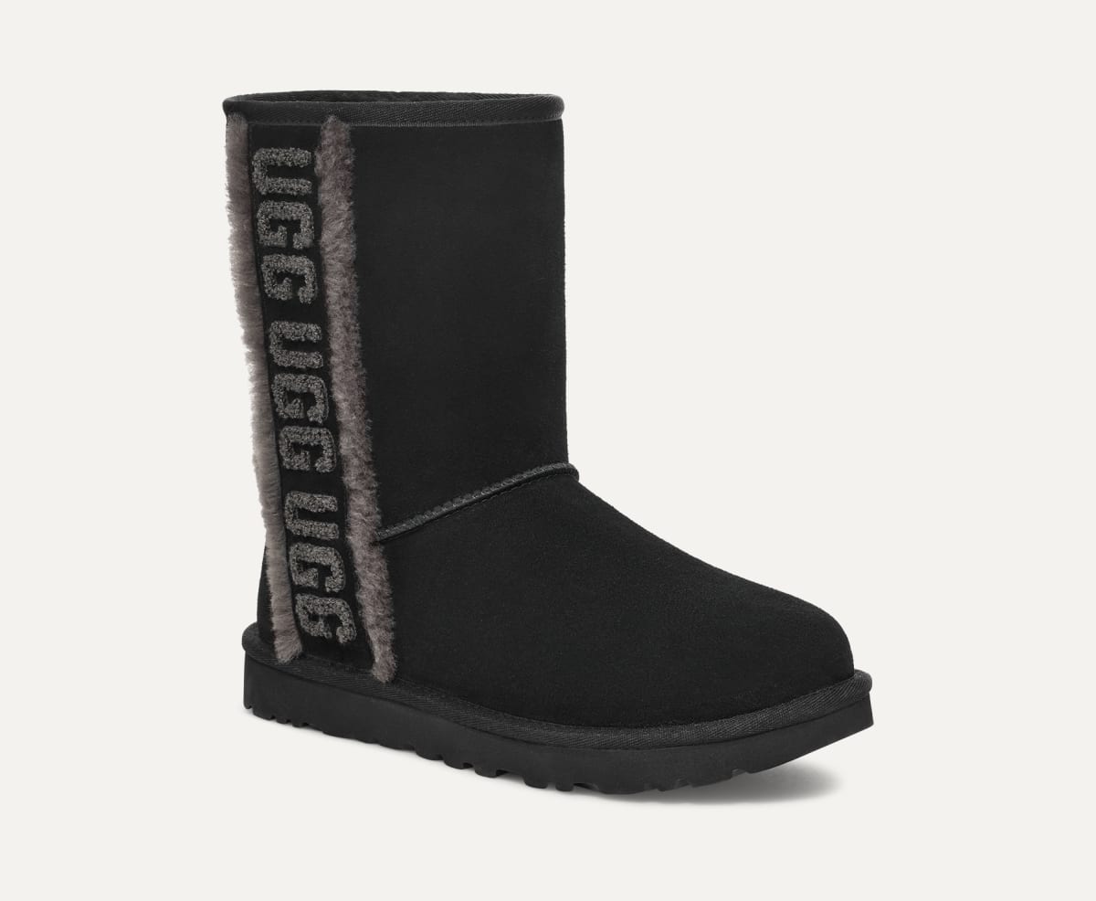 Ugg classic short spill seam boots black hotsell