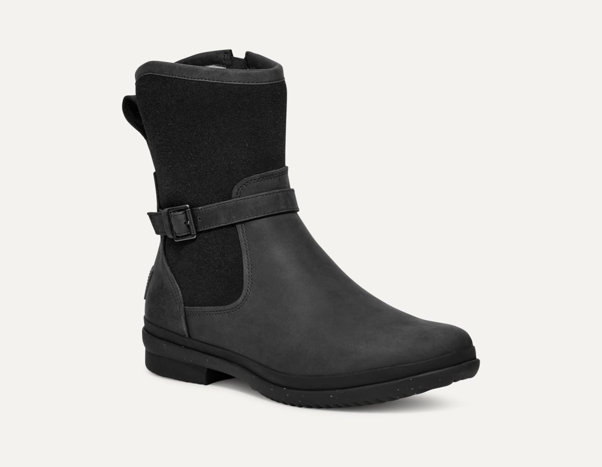 Ladies black leather ugg boots store