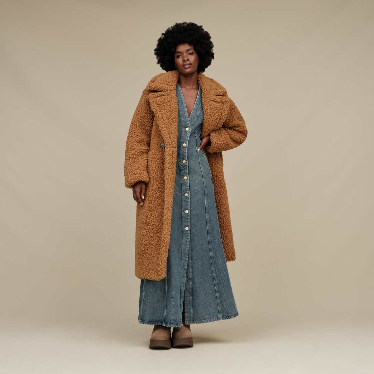 Ankle length teddy coat cheap