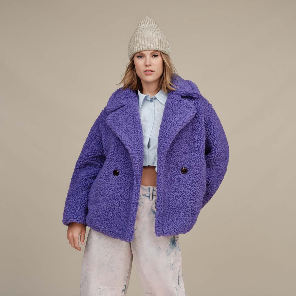 Mauve teddy jacket top