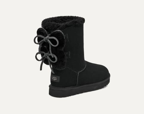 Short black ugg boots with bows hotsell