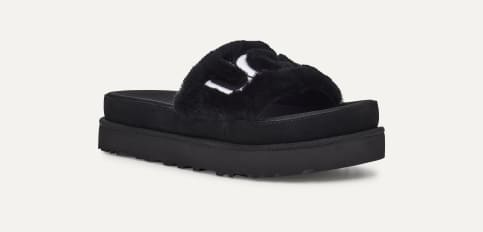 Black fuzzy ugg slippers new arrivals