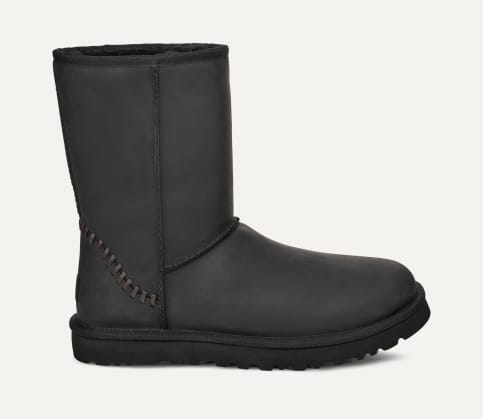 Classic short black leather ugg boots hotsell