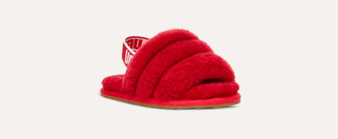 Red fur ugg slides shop