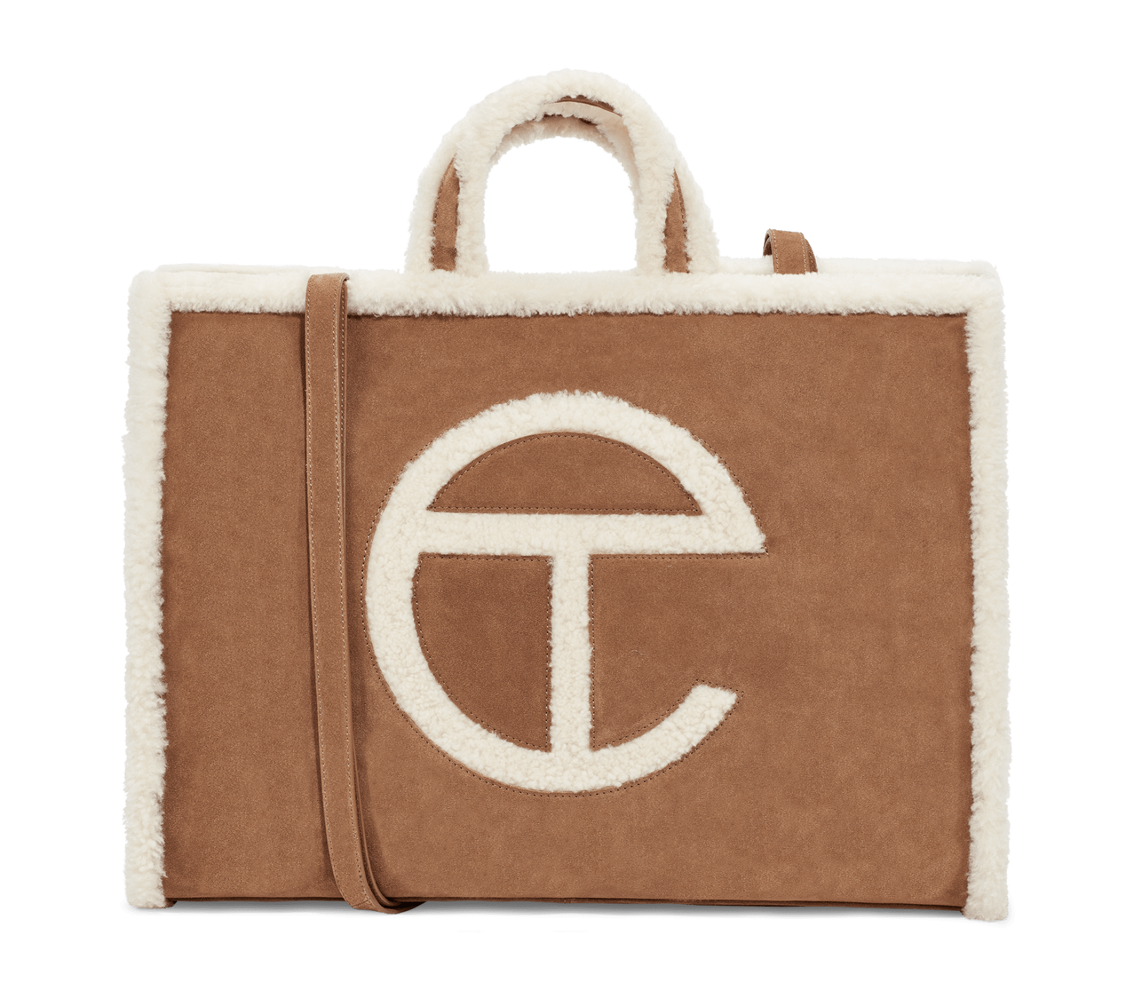large telfar bag on person