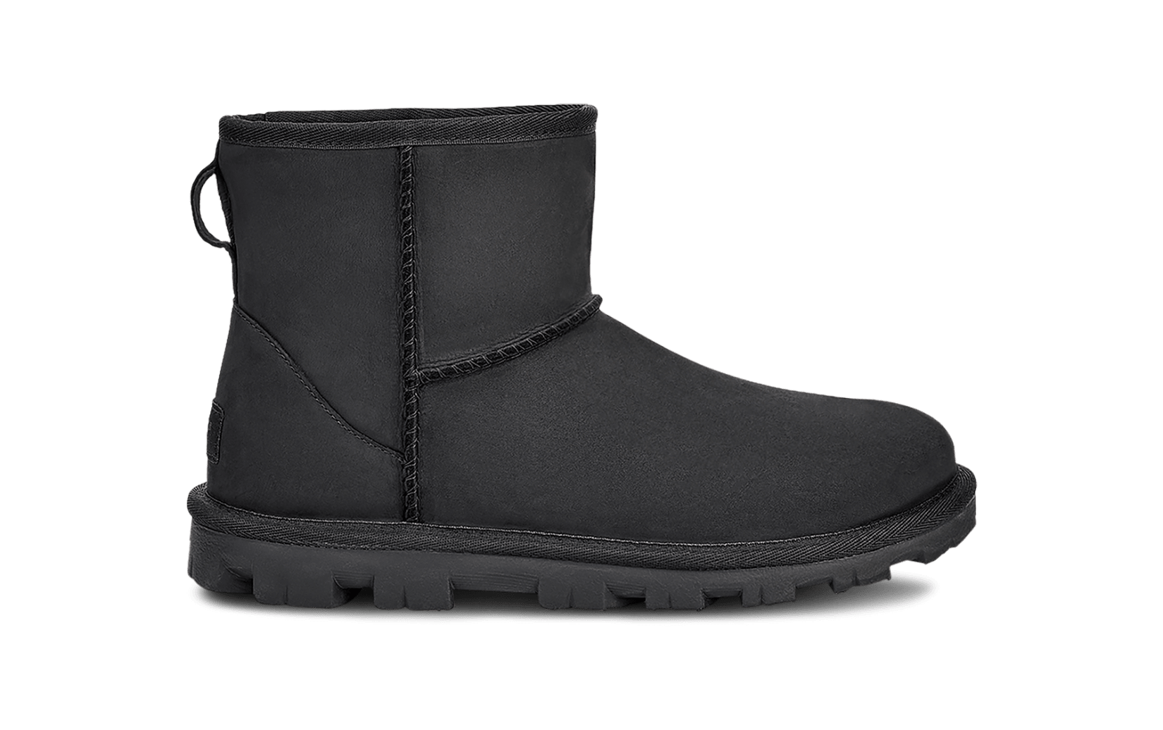 Black leather mini ugg boots best sale