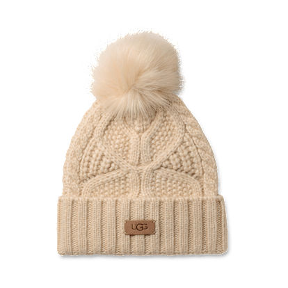 Cable Beanie With Pom