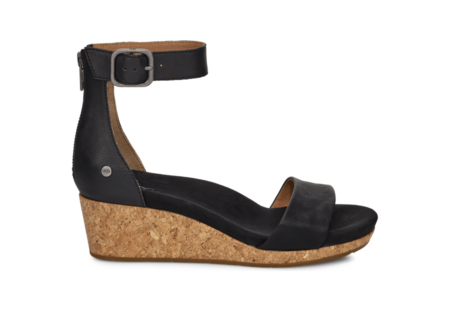 Black ugg wedge shop sandals