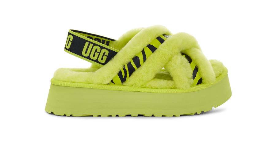 UGG W DISCO CROSS SLIDE ANIMALIA KEY LIME 22SS-I（アグ