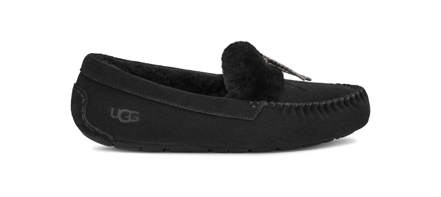 【新品】 Ansley UGG Braid モカシン 黒 24㎝ USA7 UGG® 公式【 ダコタ シアリング ブレイド|Dakota Shearling