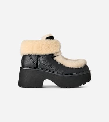 UGG Botte en cuir à lacets Classic Esmee in Black, Taille 38