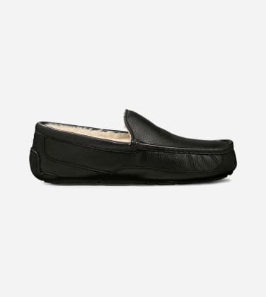Chausson UGG Ascot pour Homme in Black, Taille 41, Cuir