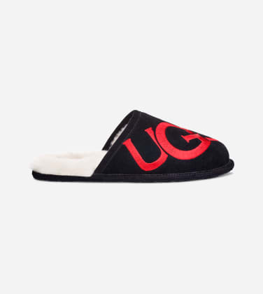 Scuff Logo Chaussons pour Homme in Black, Taille 42, Daim