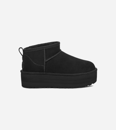 Botte UGG Classic Ultra Mini à plateforme pour Femme in Black, Taille 38, Daim