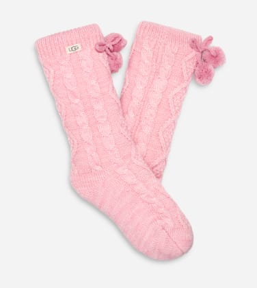Chaussette à pompons et doublure polaire UGG pour Femme in Pink, Taille O/S