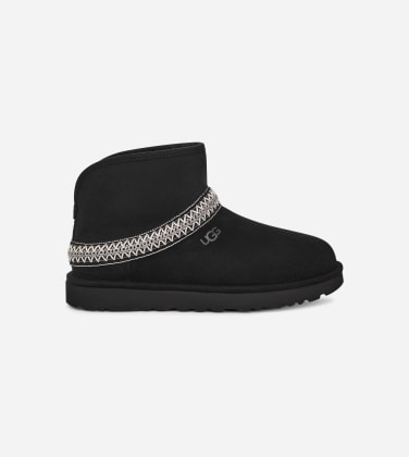 Botte Classic Mini Crescent pour Femme in Black, Taille 37, Daim