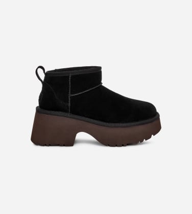 Botte Classic Ultra Mini New Heights pour Femme in Black, Taille 36, Daim