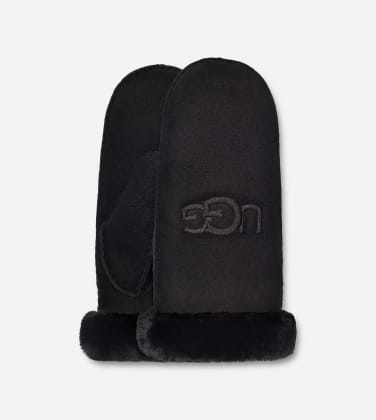 Gant à logo brodé en peau de mouton retournée UGG pour Femme in Black, Taille S/M, Shearling