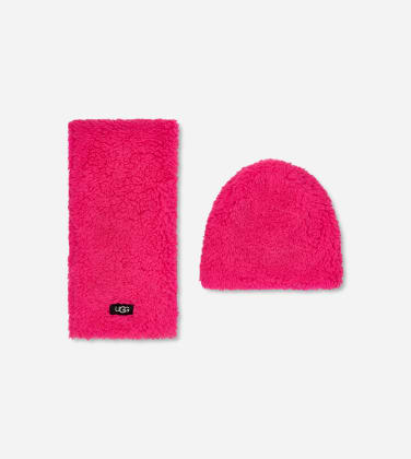 Ensemble bonnet et écharpe en sherpa pour Grand Enfant in Nopk, Taille 2/4 YRS