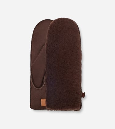 Moufle en peau de mouton apparente pour Femme in Brown, Taille S/M
