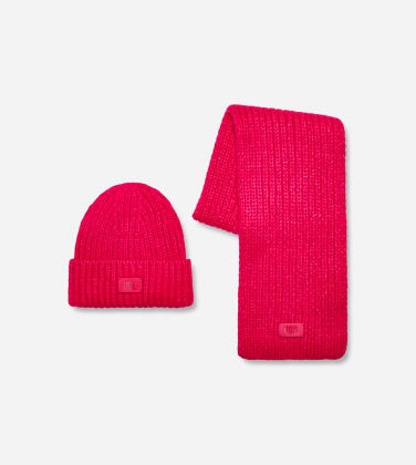 Ensemble en maille épaisse in Cerise, Taille O/S